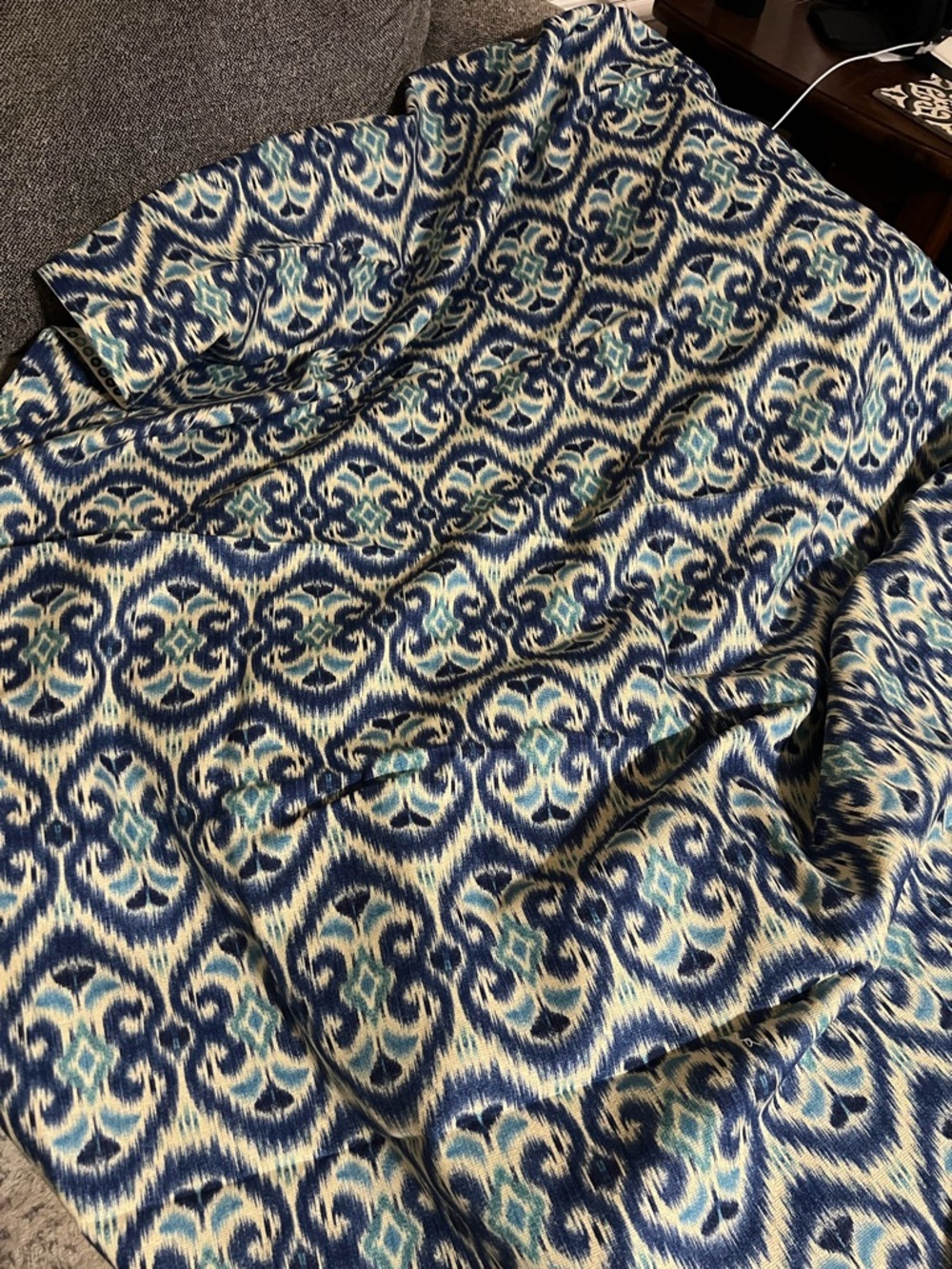 IMAN Home Blue Ikat Print Fabric - Picture 4 of 5